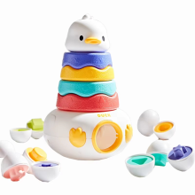 Früherziehungs-Babyspielzeug für 0–12 Monate, Tumbler-Ente mit stapelbaren Formen, Aufbewahrung und interaktiven Eltern-Kind-Spielen