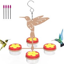 Mangiatoie per colibrì da appendere all'esterno, imitazione di fiori in plastica, uccellino staccabile