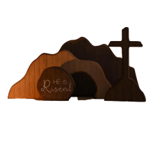 Tomba vuota, scena e decorazione pasquale, Resurrezione in legno per vassoio a più livelli, decorazione della Natività di Gesù