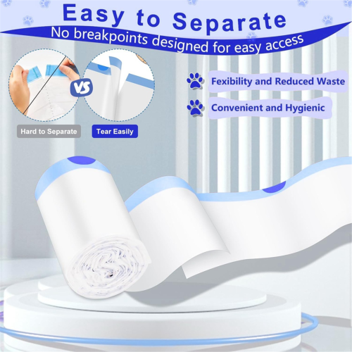 5 X 15Count Trash Bags for Automatic Cat Litter Box Self Cleaning,Replacement Liners Robot Box,Drawstring Waste 2