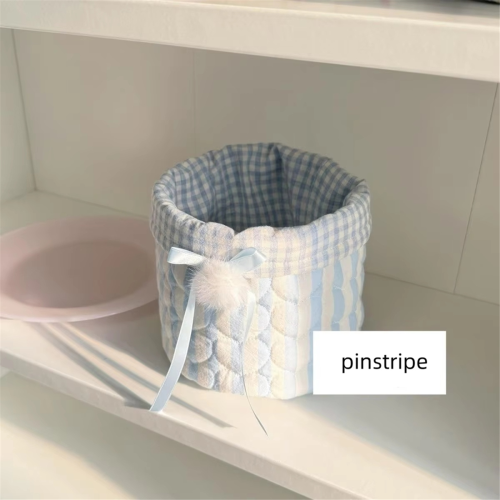 1PCS Sweet Desktop Storage Basket Cylinder Bedroom Clutter Organization Round Dot 2