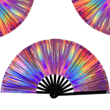 Boots on the Ground Fan,Large Holographic Folding Hands Fan Line Dance Popping Fans,Boots Hand Fan,A