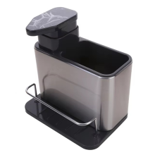 Dispenser di sapone da cucina con supporto, organizer per lavello in acciaio inossidabile, piatto antiruggine