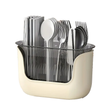 Portaposate da cucina multifunzionale con vano di scarico, organizer per posate a 3 scomparti, accessori per la casa A