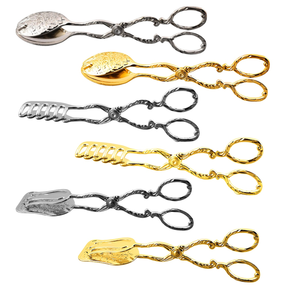 Fruit Salad Cake Clip Zinc Alloy Snack Pastry Clamp Self-Service Food Serving Tongs Baking Barbecue Tool Exogio