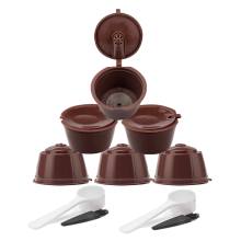 6-teiliges Set für Kaffeemaschine mit nachfüllbarer Kapsel, Löffel und Reinigungsbürste, hochwertiger Filter.
