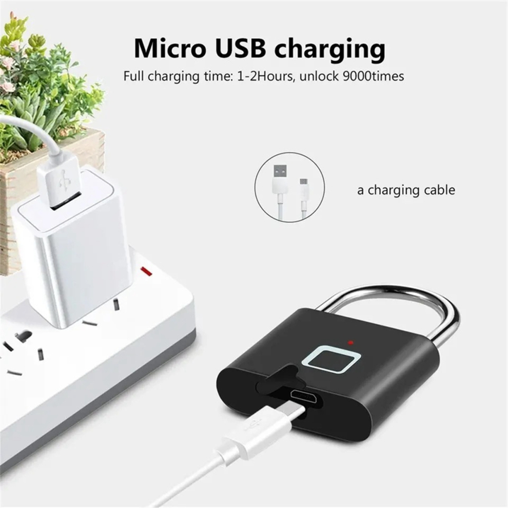 Keyless Usb Charging Fingerprint Lock Smart Padlock Waterproof Door Portable Anti-Theft 4851366142967