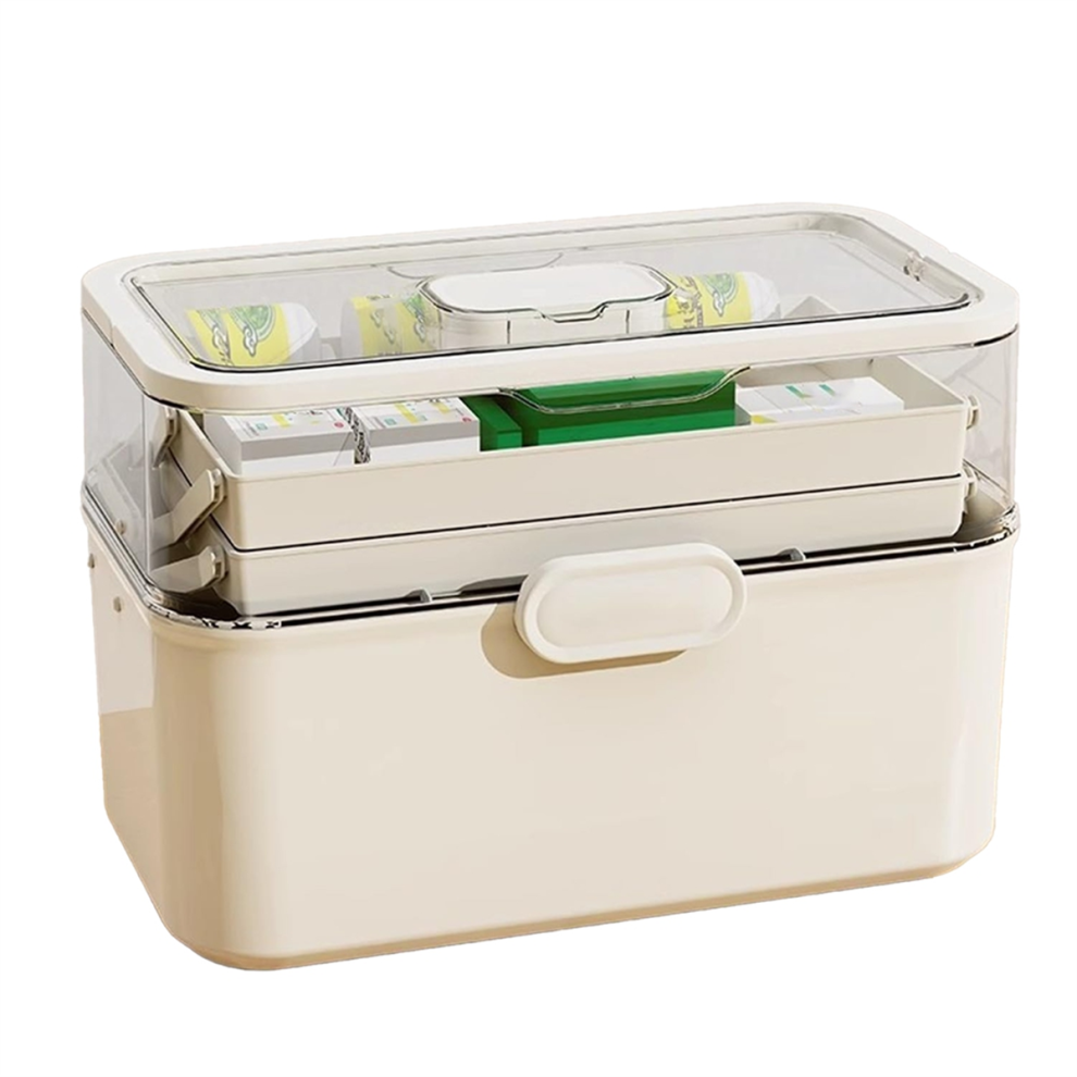 Exogio 3-Tier Medicine Storage Box, Portable & Dustproof,Multi-Layer Storage,Family Size Organizer For Home Travel