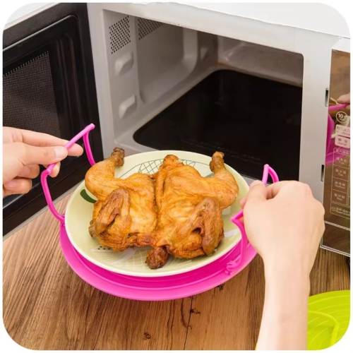 Microwave Heating Layered Steaming Tray Double-Layer Rack Bowl Storage Tools Kitchen Accessories Pink 2