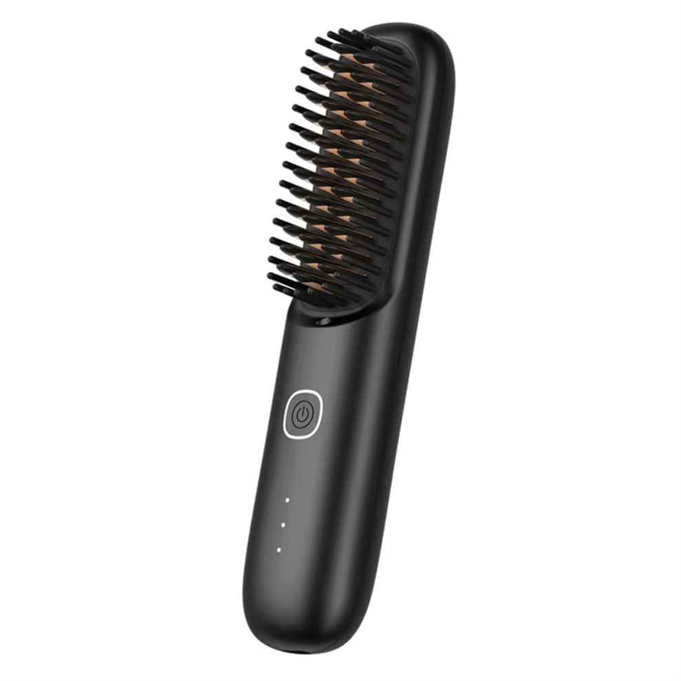 Exogio Black Wireless Portable Hair Straightening Comb Negative Ion Care Straightener Curling Iron