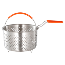Deep Fryer Basket with Handle,304 Stainless Steel, Dishwasher, Round Shape for Convenient and Cooking, Ideal Frying