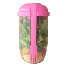 Tazza per insalata e yogurt con cucchiaio e coperchio, grande capacità, portatile, multifunzionale, rosa