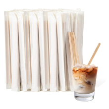 500 Pcs Coffee Stirrers 5.5 Inch Wood Stir Sticks Individually Wrapped Wooden