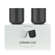 2Pcs Ceramic Coffee Cup Set,Espresso, Latte, Milk & Cold Brew,Thickened Design,Ideal for Kitchen Home Black