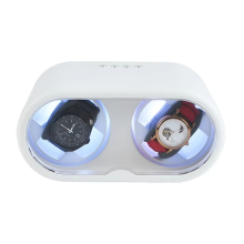 Remontoir de montre à 2 emplacements pour montres automatiques, boîte de rangement, câble USB/batterie, moteur silencieux Mabuchi, blanc