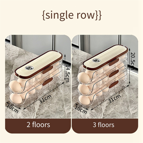 Transparent Rolling Egg Holder for Kitchen Refrigerator Side Door Stackable Fridge Organizer - 10cm Width Three Storeys 2