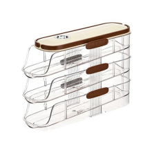 Transparenter Eierhalter zum Rollen für die Seitentür des Küchenkühlschranks, stapelbarer Kühlschrank-Organizer – 10 cm Breite, drei Stockwerke