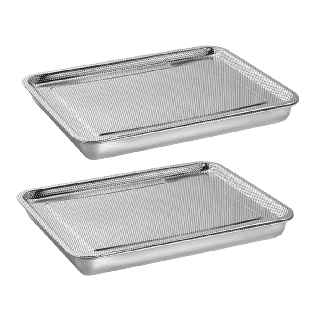 Exogio Stainless Steel Sprouts Growing Kit Trays 2-Tier 10.4 Inch, Microgreens Kit, Seed Sprouting Tray With Mesh 2Pack