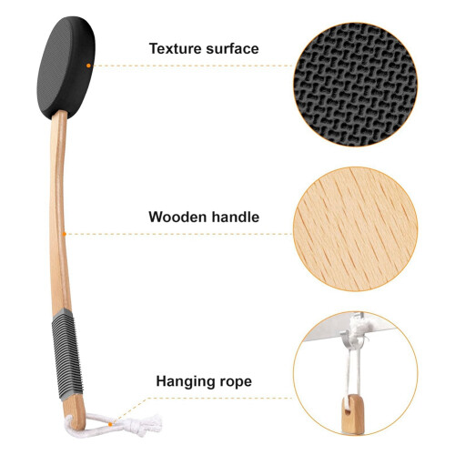 Back Lotion Applicator with Long Handle and 4 Replaceable Pads, Ideal for Young People the Elderly-Black. 1