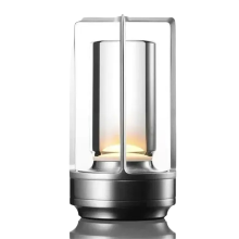 LED Table Lamp Rechargeable Night Light Bedroom Eye Protection Advanced Sense Bedside Portable Camping Silver