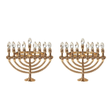 2 stücke Chanukka-schmucksachen-blau Goldene Serviette Schnalle Ring Kerze Geformt Jüdische Festival DIY Hochzeit Baby Dusche Dekoration