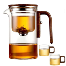 Teekanne, Topf Zaubertopf, Wassertrennung Glas Teekanne mit Holzgriff, Glastopf, Töpfe