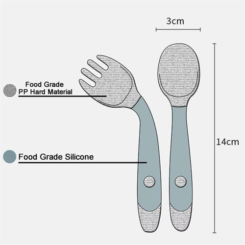 Silicone & PP Children'S Training Tableware Set - Soft Twist Fork and Spoon for Learning to Eat 2
