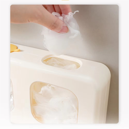 Wall-Mounted Plastic Wrap Storage Box with Soft Rubber Top, Transparent Grid Design for Easy Visibility and Access B 2