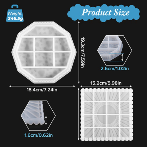 1 Set DIY Tray Mold Rectangular Jewelry Dish Box Square for Fruit Snack and Home Decor 2