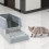 Cat Litter Box Ramp with Filter Function, Double Layered Self-Cleaning Trapper Storage Gray 8