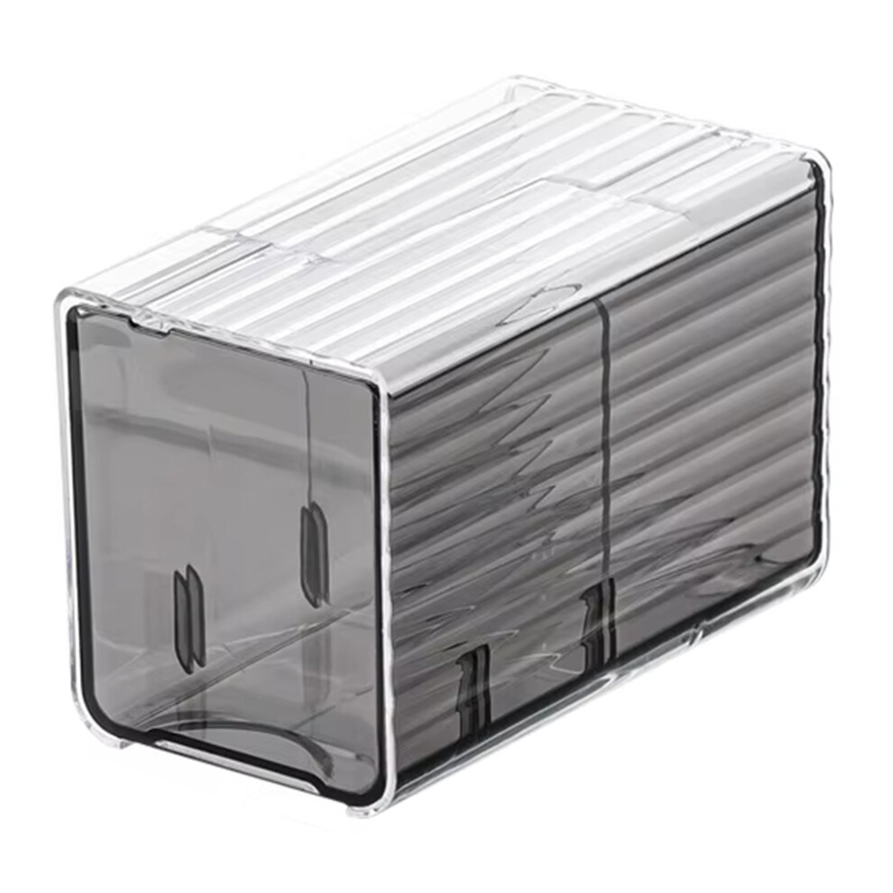 Exogio Wall-Mounted Cotton Pad And Swab Organizer Box, Punch-Free Transparent Plastic Cosmetic Storage Container With Drawer B