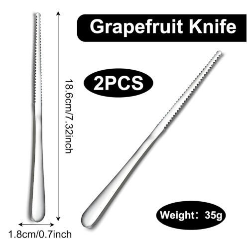 10pcs Grapefruit Stainless Steel Flatware Set,Grapefruit Spoons and Knives with Serrated Edge 2