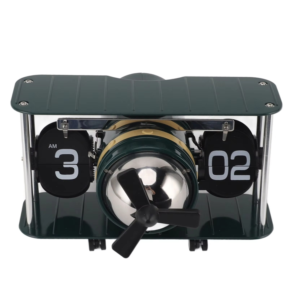 Airplane Flip Clock Head Desk Filp Vintage 304 Stainless Steel Practical Reminder Function For Office,C 4851366173206