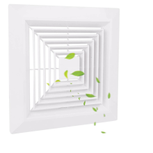 Bathroom Exhaust Fan Cover with Spring, Square Ceiling or Wall Mounted Fan, Grille, Air Diffuser