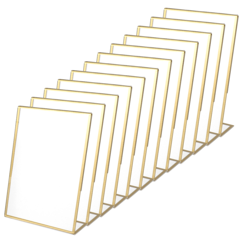 12Pcs Acrylic Sign Holder,Double Sided Photo Frame With Vertical Holder,Wedding Table Number Holder,Menu Holder Gold 4851366169254