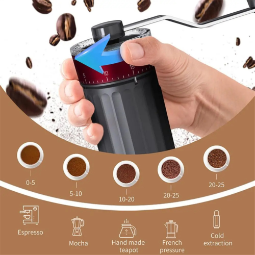 Manual Coffee Bean Grinder 40 Adjustable Settings Handheld Hand Machine ConicalBurr 1