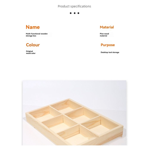 Desktop Wooden Storage Rectangular 3 Grid Box Office and Kindergarten Stationery Multi-Grid Square Grids 1