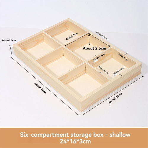 Desktop Wooden Storage Rectangular 3 Grid Box Office and Kindergarten Stationery Multi-Grid Square Grids 2