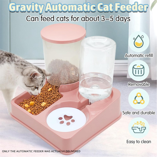 Set distributore automatico di cibo e acqua per gatti 2 in 1 inclinato 1