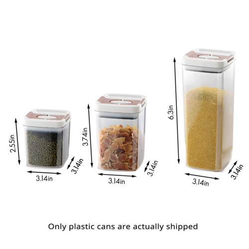 Sealed Plastic Jar with Lid Transparent Square Storage Quick Pull Design Kitchen Food S 2
