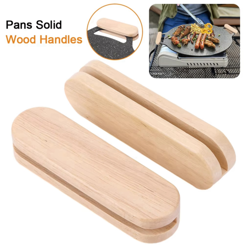 Baking Pan Handle Wood Anti-Scald Outdoor BBQ Tool 1