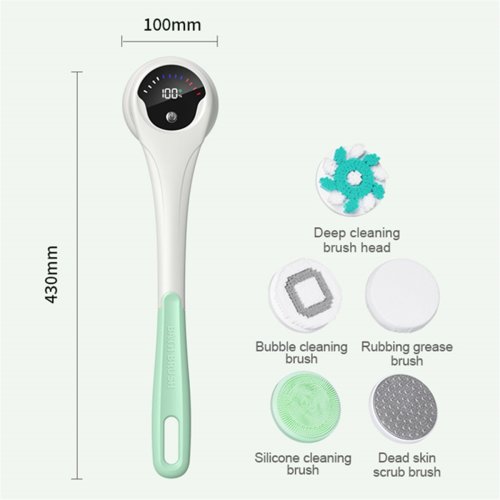 Electric Bath Brush Lazy Back Scrub Scrubbing Automatic with Long Handle Green 1