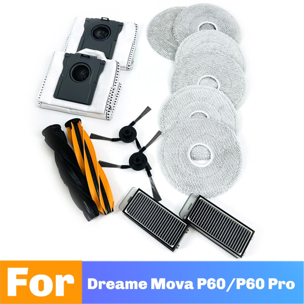 For P60/P60 Pro Sweeping Machine Cleaning Kit Double Roller Brush/ Side Filter /Dust Bag /Mop Rag 4851366188248