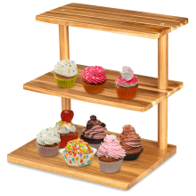 3-stöckiger Cupcake-Ständer, Serviertabletts aus Holz für Partybuffet, Holztablett für Wurstwaren, Käsebrett