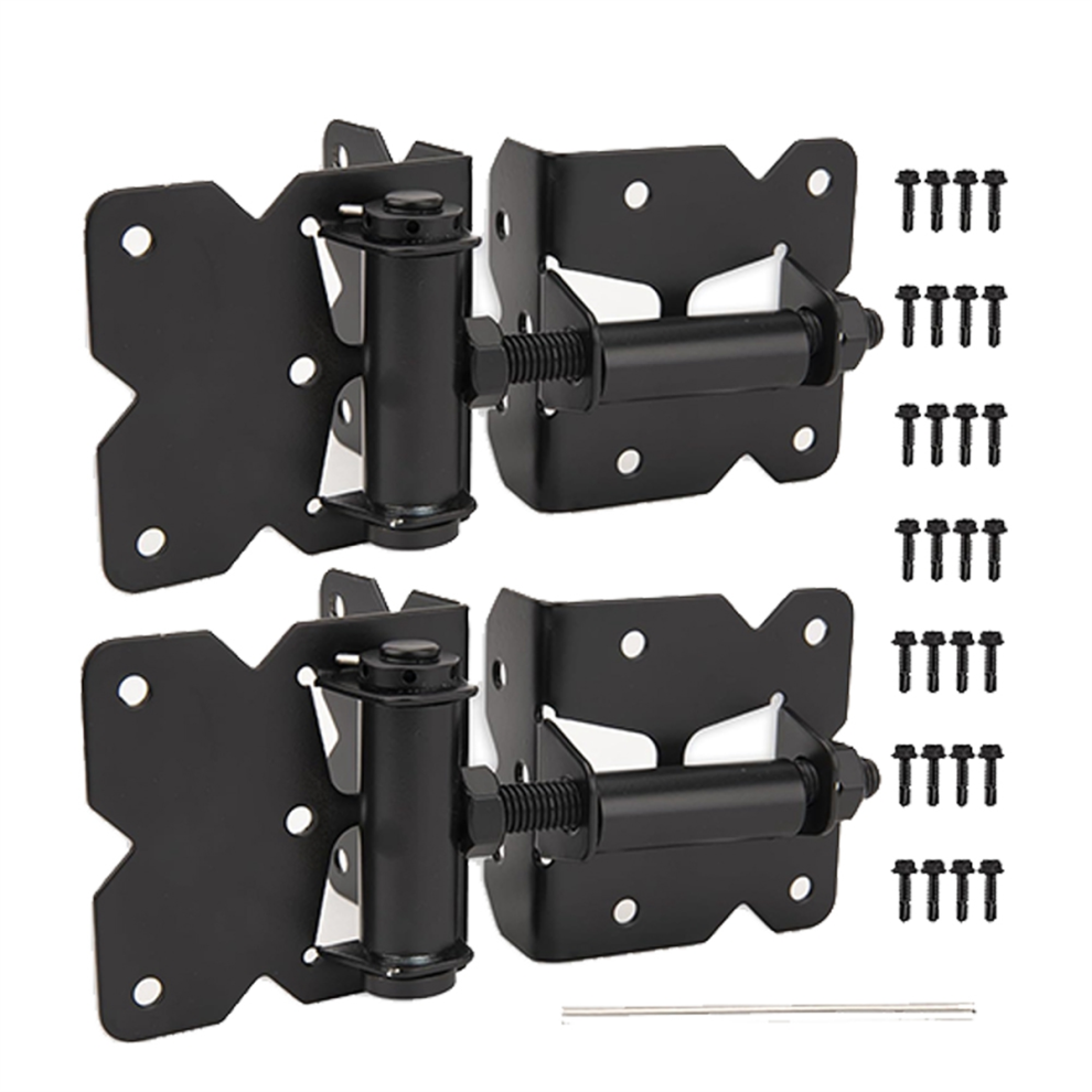 Heavy Duty Self Closing Gate Hinges For Wooden Fences Gates, 90 Degree Adjustable Door Hardware Kit 2 Pack 4851366187357