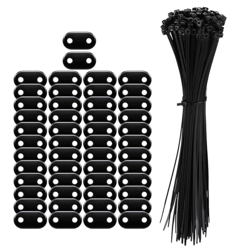 100PCS Cord Locks 2 Hole Plastic Black Clamp for Ropes End Spring Toggle Stopper Slider,