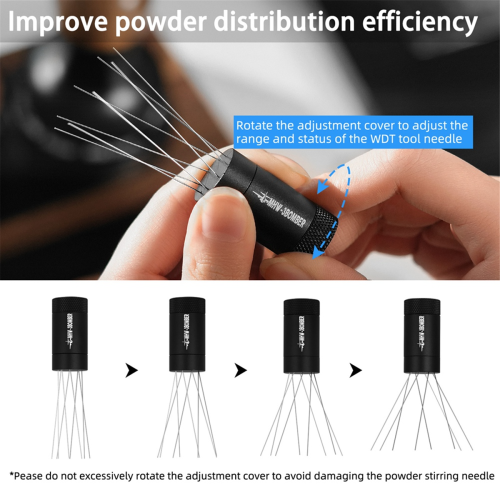 WDT Tool Espresso Distribution with Magnetic Stand,Adjustable Range Coffee Needle Stirrer Dosing Funnel Set,A 2