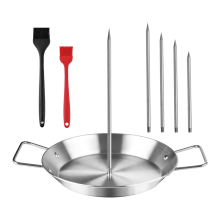 Vertical Skewer for Grill & Oven - Stainless Steel Al Pastor with Gyro Pan, 5 Adjustable Spikes (6-14Inch)
