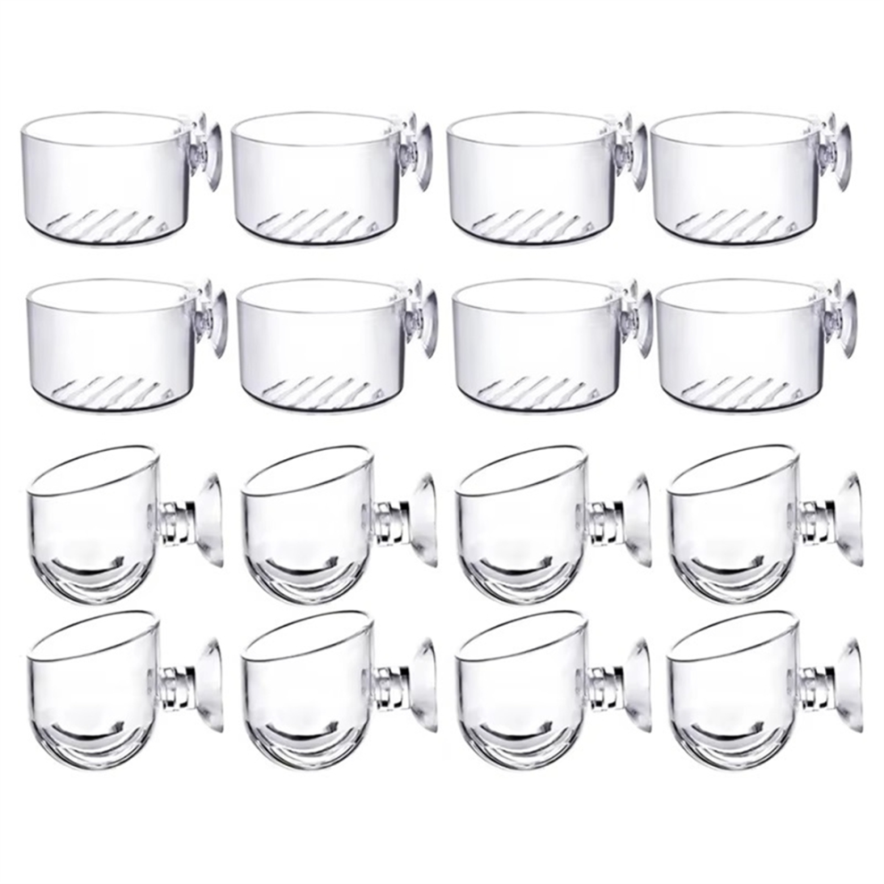 Exogio 16Pcs Aquatic Plant Cups Kit Acrylic Transparent Pot With Suction, Aquarium Decoration 2 Shapes
