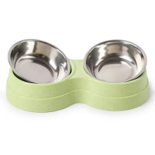 Double Pet Bowls Water Feeder Stainless Steel Drinking Dish Cat Puppy Feeding Supplies Dog Accessories Blue